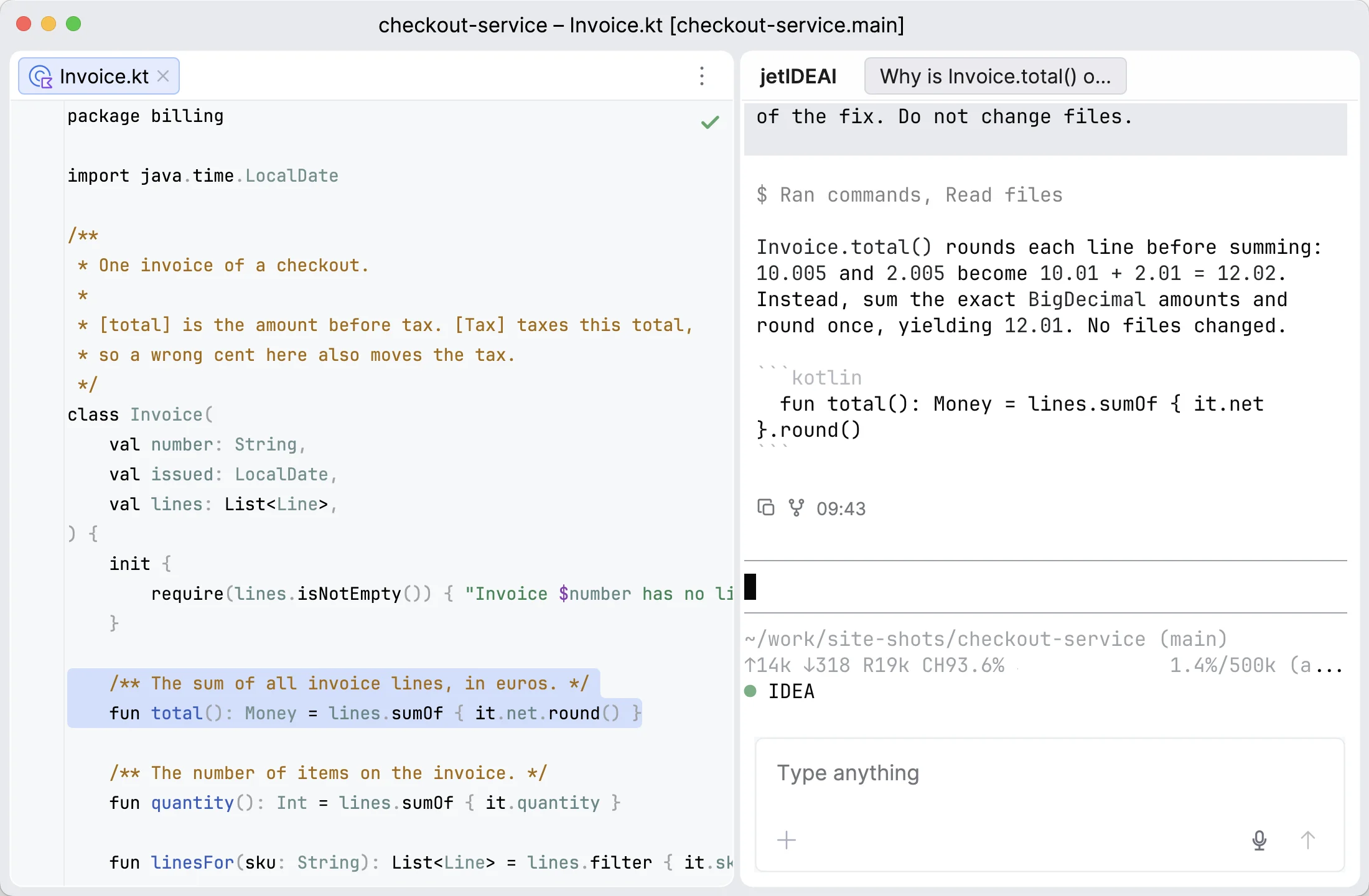 The jetIDEAI editor scheme and Pi theme on Islands Light